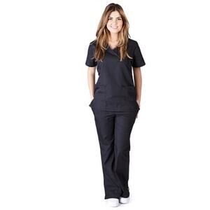 NATURAL UNIFORMS WOMENS MOCK WRAP SCRUB SET 3xl Black NWT MM001T